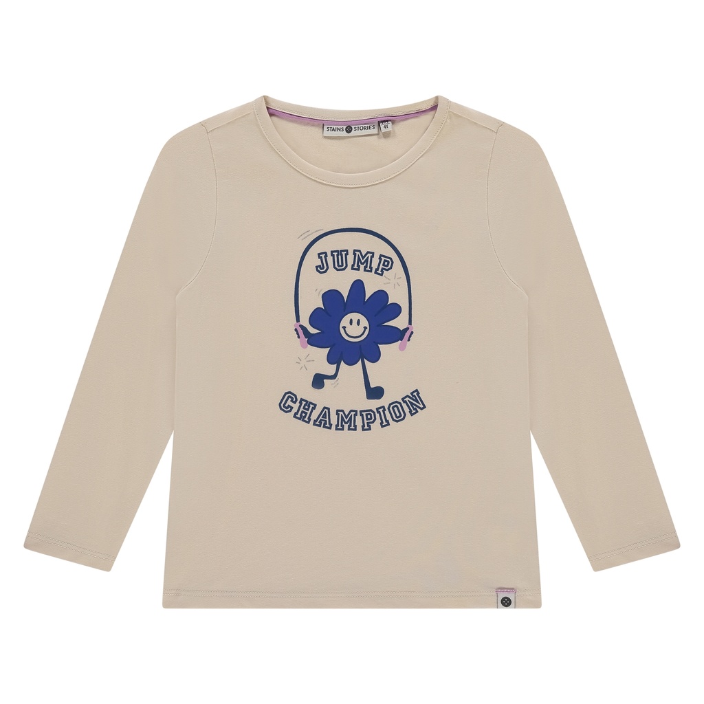 Stains & Stories - girls t-shirt long sleeve - cream - SSA25508678-SSA-00075