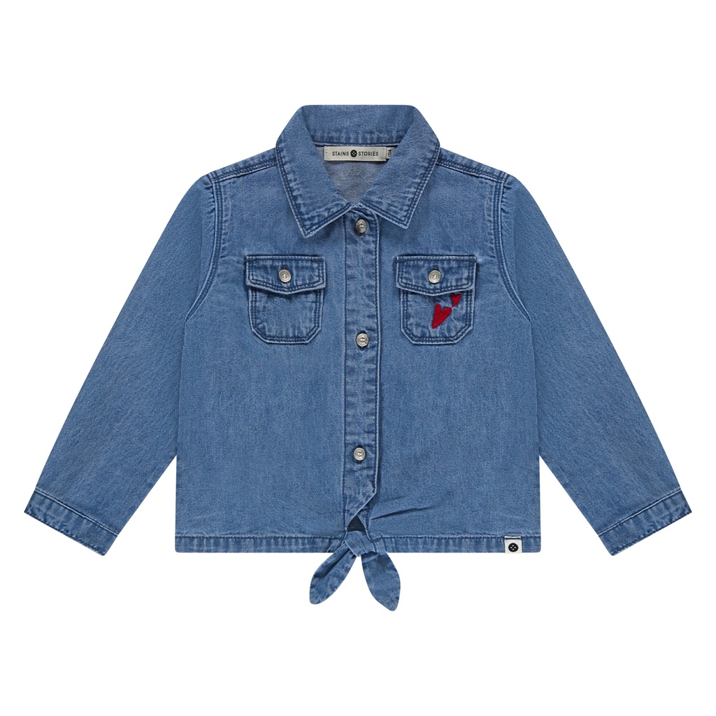 Stains & Stories - girls denim blouse - Jeans Blue - SSA25608590-4002