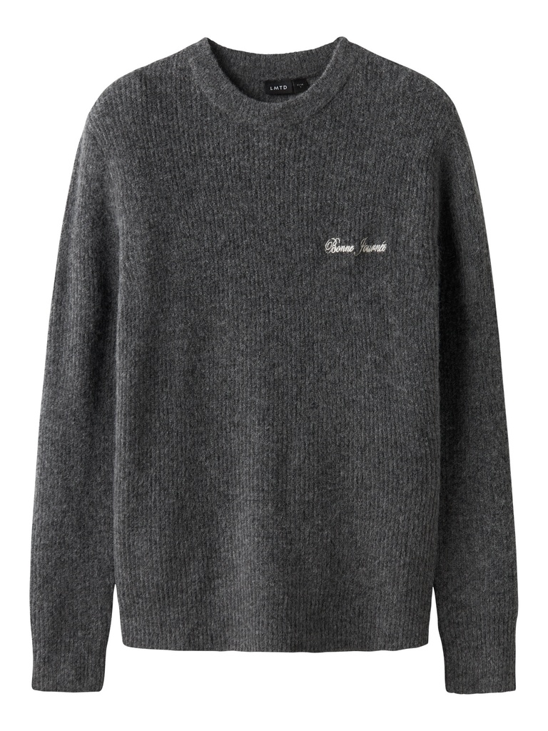 LMTD - NLM REAVE LS O-NECK KNIT - Dark Grey Melange