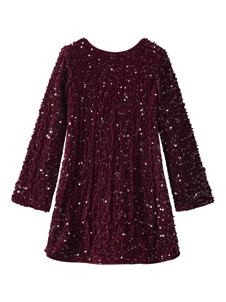 NAME IT KIDS - NKF RUSITTA LS DRESS - Burgundy BLACK BOW