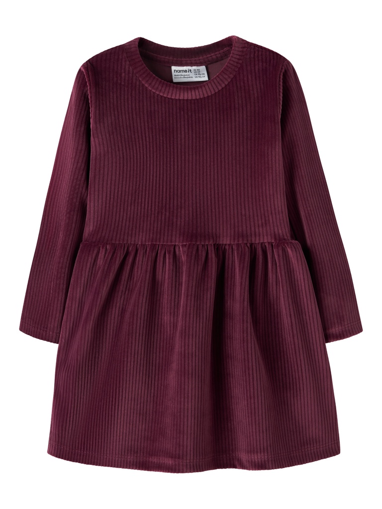 NAME IT MINI - NMF VELOA LS VELVET DRESS - Burgundy