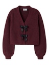 NAME IT KIDS - NKF RINA LS KNIT CARD - Burgundy BLACK BOW
