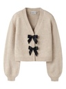 NAME IT KIDS - NKF RINA LS KNIT CARD - Cement BLACK BOW