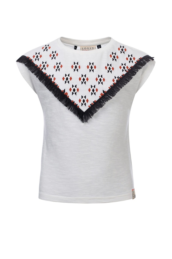 Looxs - 10Sixteen T-shirt with embroidery - WHITE LILLY - 2113-5488-070