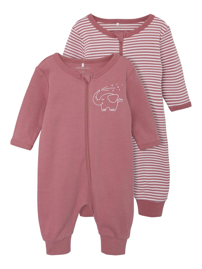NAME IT BABY - NBN NIGHTSUIT 2P ZIP Y/D CORE NOOS - Mesa Rose