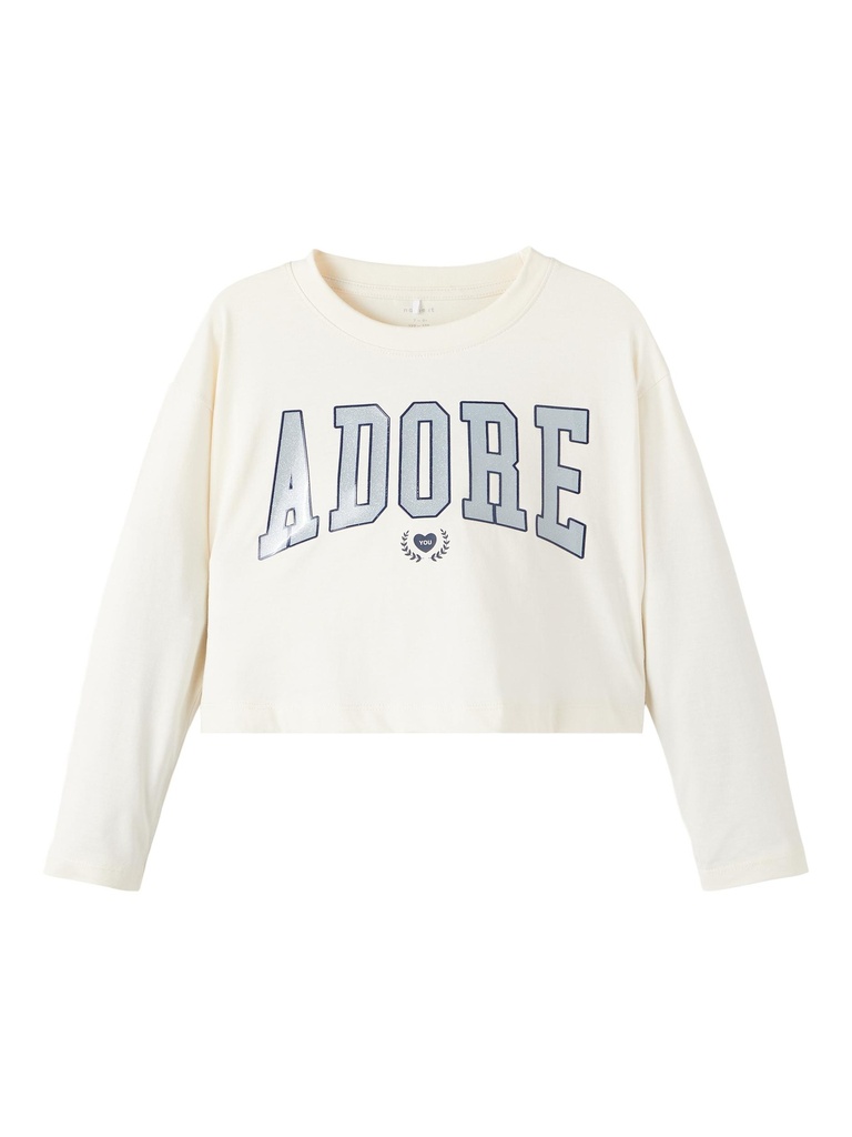 NAME IT KIDS - NKFKISETTESPAIN LS CROPPED BOXY TOP - Buttercream