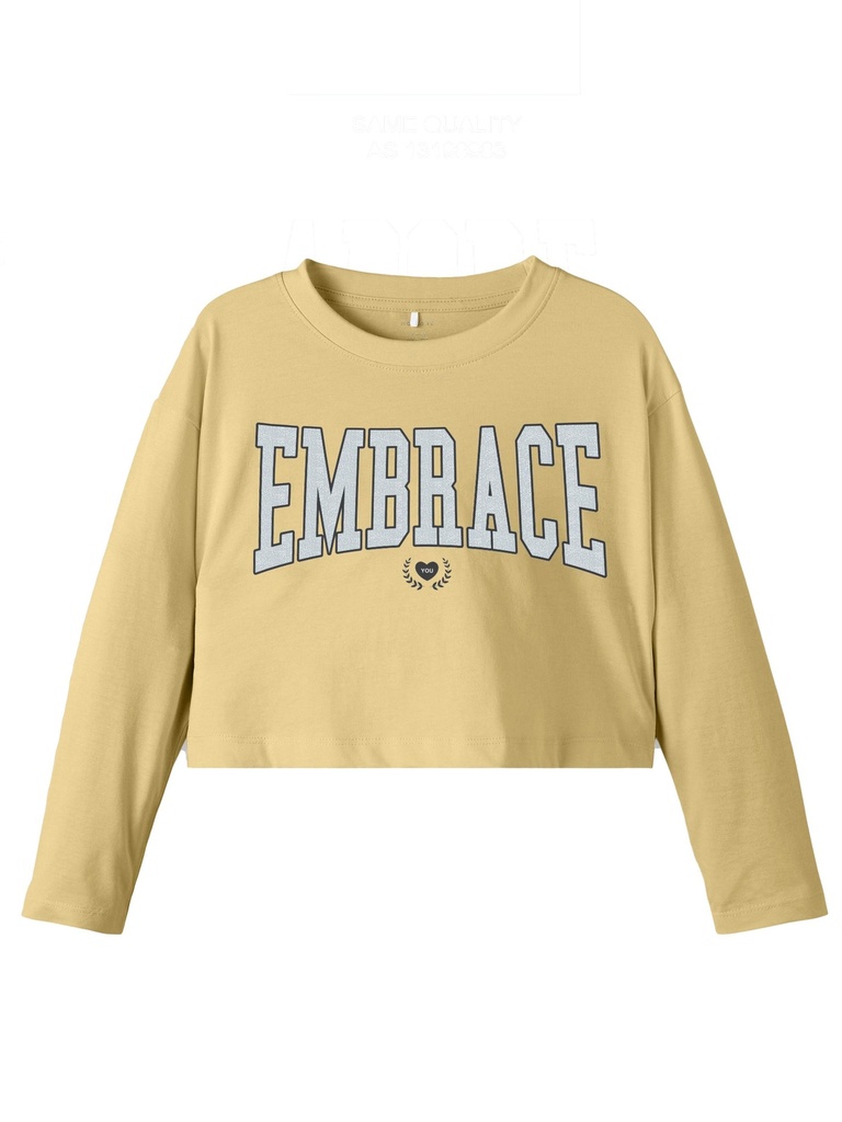 NAME IT KIDS - NKFKISETTESPAIN LS CROPPED BOXY TOP - Straw