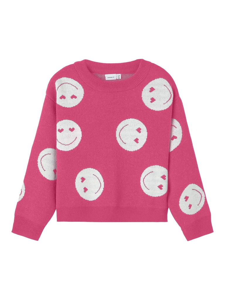 NAME IT KIDS - NKF KANDAO LS SHORT O-NECK KNIT - Pink Flambé
