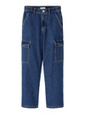 NAME IT KIDS - NKF ROSE HW WIDE CARGO JEANS 6190-BS NOOS - Dark Blue Denim