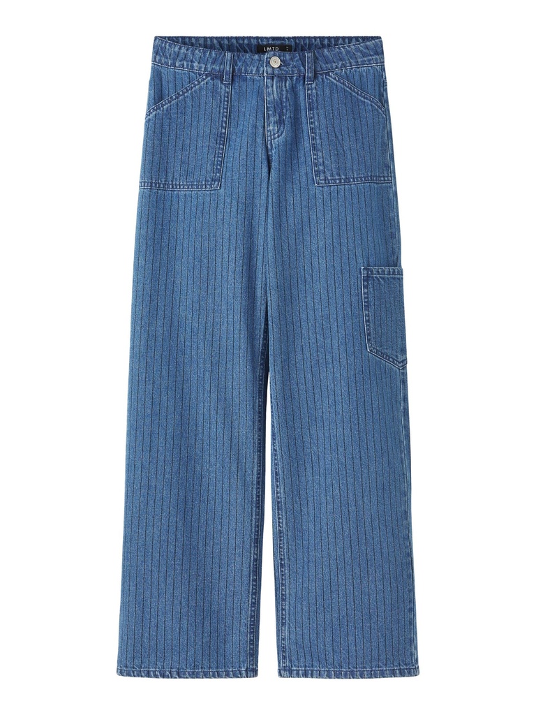 LMTD - NLF PINIZZA DNM LW WIDE CARGO PANT - Medium Blue Denim