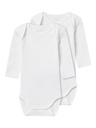 NAME IT BABY - NBF BODY 2P LS WHITE NEEDLEDROP NOOS - Bright White