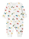NAME IT BABY - NBM NIGHTSUIT ZIP BRIGHT WHITE DINO NOOS - Bright White