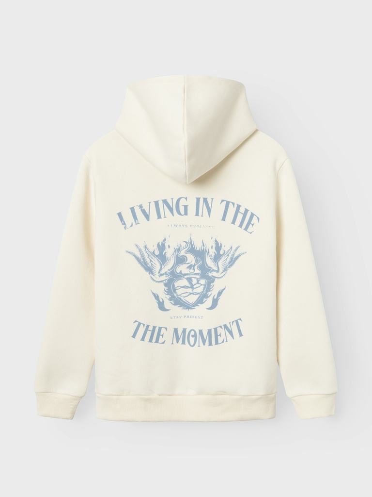 LMTD - NLN LIVING LS SWEAT W. HOOD - Turtledove Blue Fog Backprint
