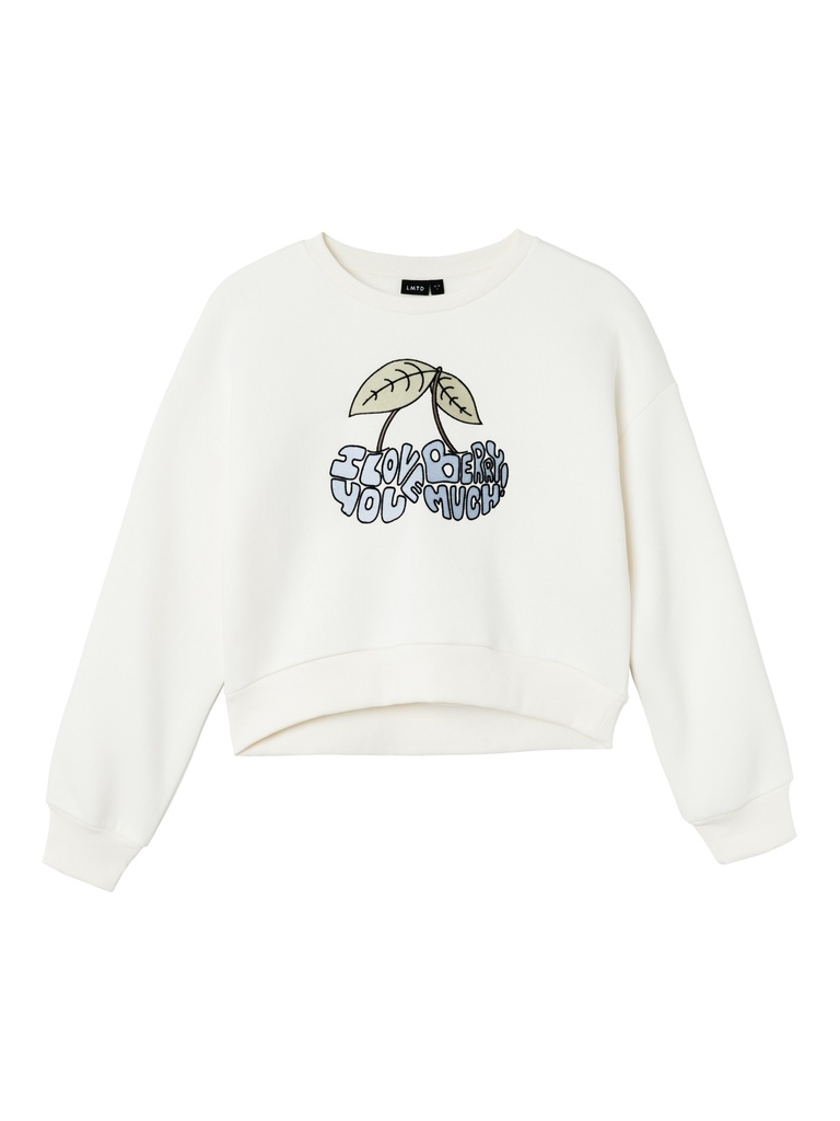 LMTD - NLF KEEZE LS SHORT SWEAT - White Alyssum BERRY PRINT