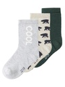NAME IT MINI - NMM KOSY 3P SOCK - Pure Cashmere Grey Melange + Pine Grove