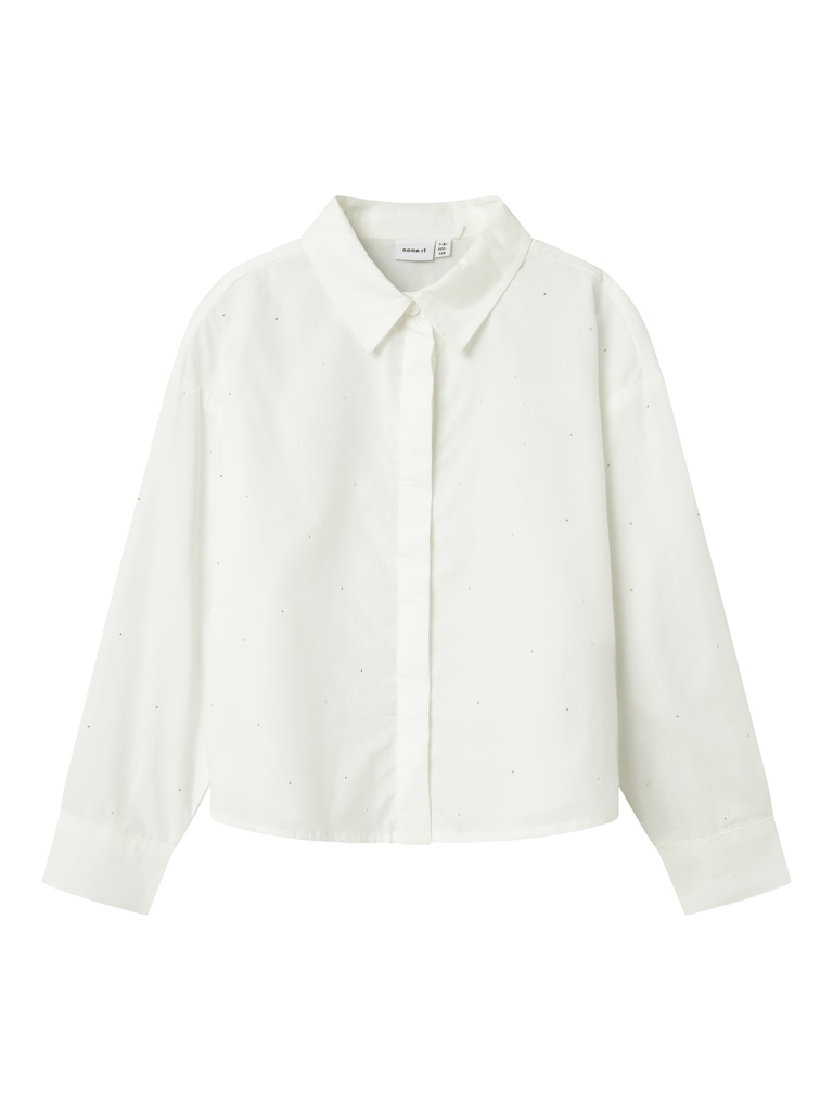 NAME IT KIDS - NKF OLARA LS SHORT LOOSE SHIRT - Bright White STUDS