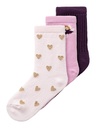 NAME IT MINI - NMF LUMY 3P SOCK - Pastel Lavender Plum Purple + Festival Bloom