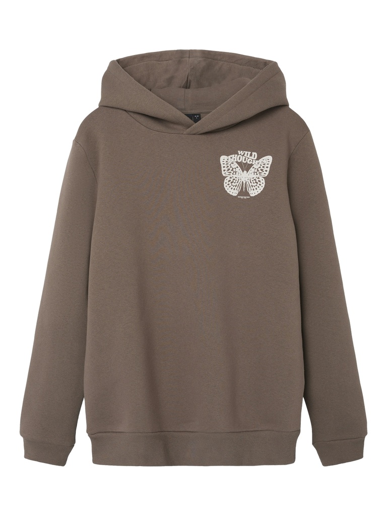 LMTD - NLF THOUGHTS LS SWEAT W HOOD - Chocolate Chip White Alyssum