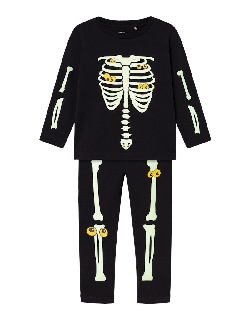 NAME IT MINI - NMN OWEEN LS TOP SET - Black YELLOW