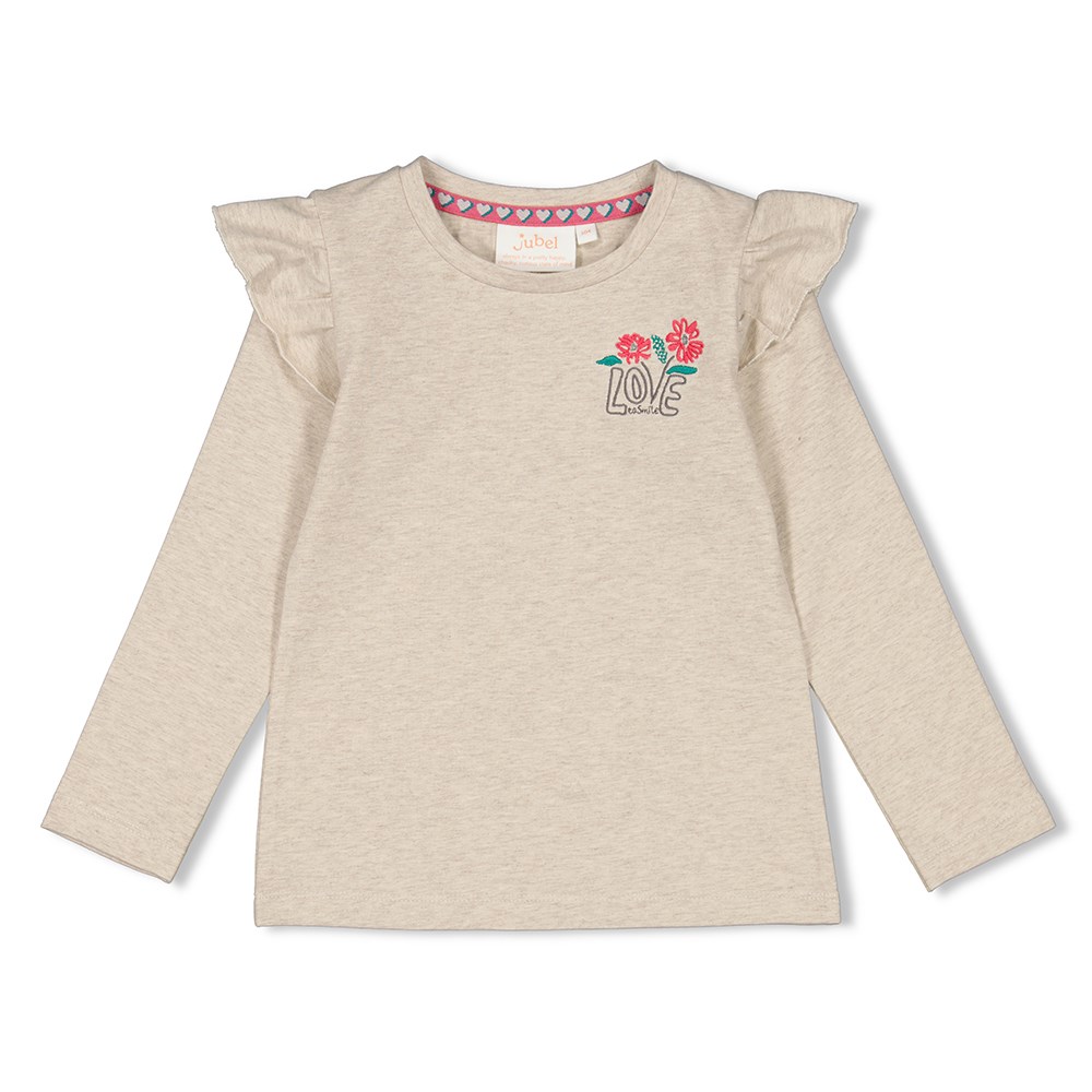 Jubel - Longsleeve ruches - Girls Club - Bruin melange - 91600400