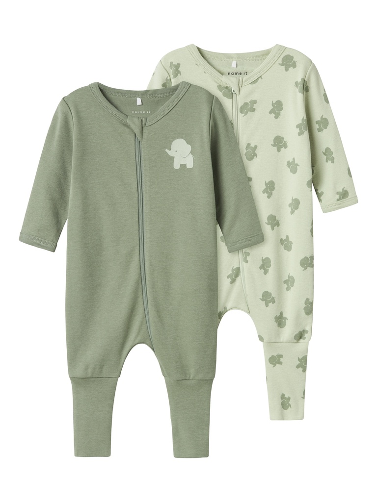 NAME IT BABY - NBM NIGHTSUIT 2P ZIP FF SEA ELEPHANT NOOS - Sea Foam
