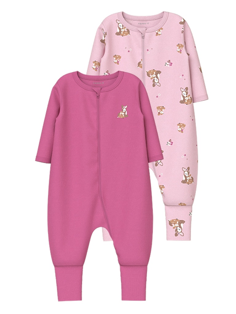 NAME IT BABY - NBF NIGHTSUIT 2P ZIP FF ROSE DEER NOOS - Ibis Rose