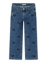 NAME IT KIDS - NKF ROSE WIDE JEANS 8367- BE R - Dark Blue Denim EMBROIDERY