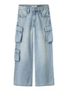 NAME IT KIDS - NKF BELLA WIDE CARGO JEANS 8772-BE NOOS - Light Blue Bleached Denim