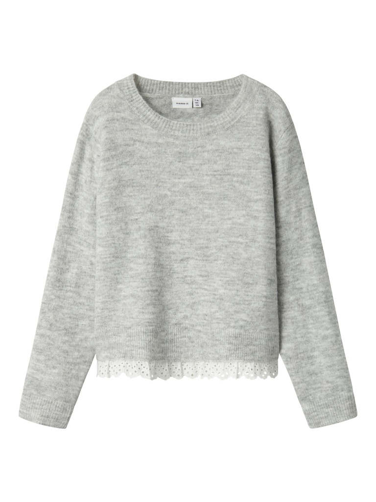 NAME IT KIDS - NKF TALACE LS LOOSE KNIT - Light Grey Melange