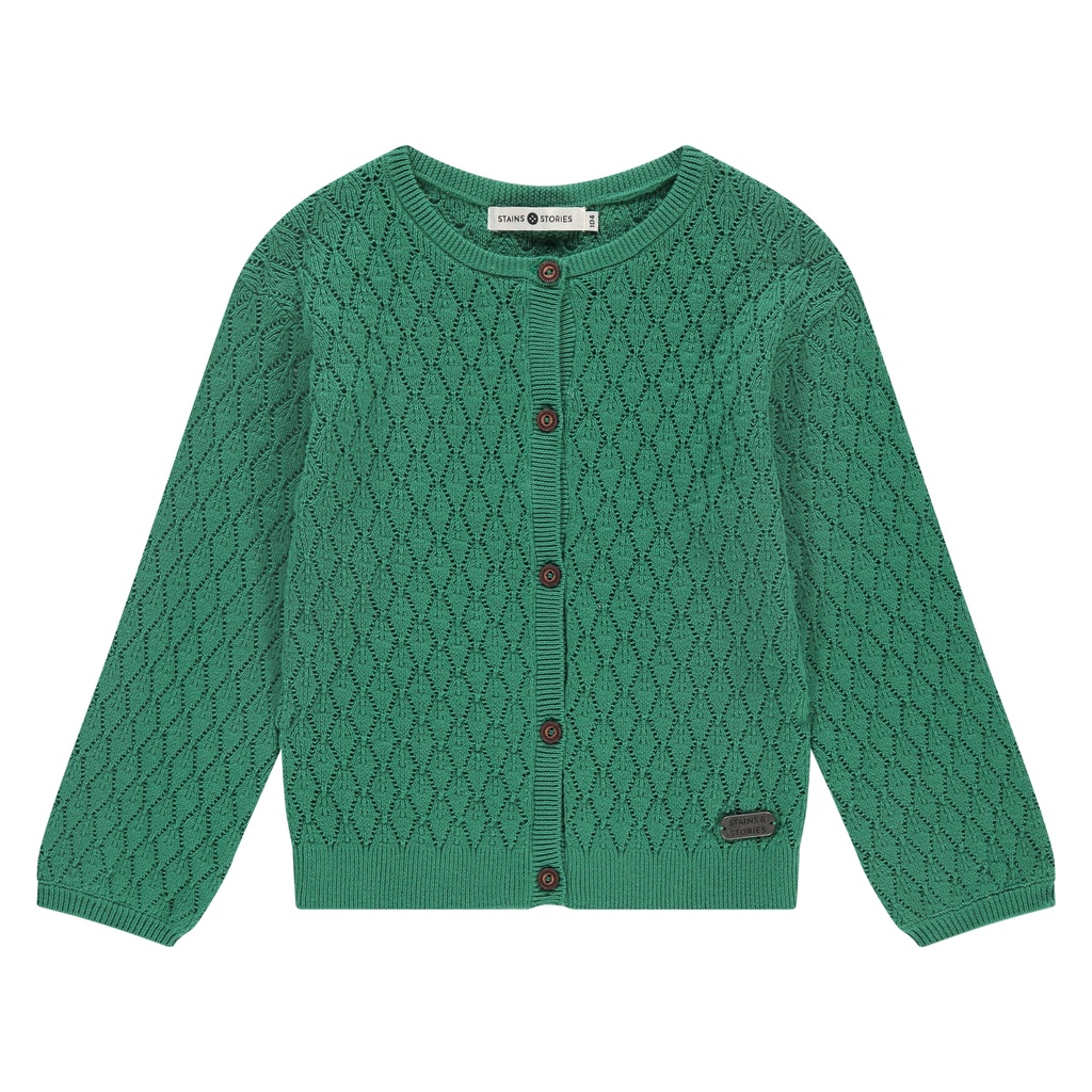 Stains & Stories - girls cardigan - grass - SSA25208320-SSA-00034