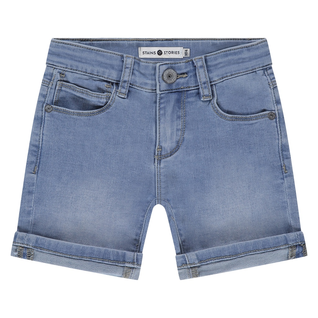 Stains & Stories - boys denim short - fresh blue denim - SSA25107219-SSA-00056