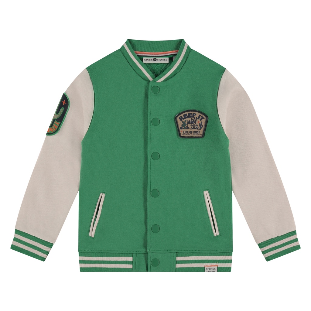 Stains & Stories - boys sweat cardigan - grass - SSA25107411-SSA-00034