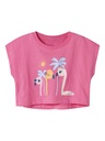 NAME IT MINI - NMF VILMA CAPSL CROP TOP - Carmine Rose Flamingo