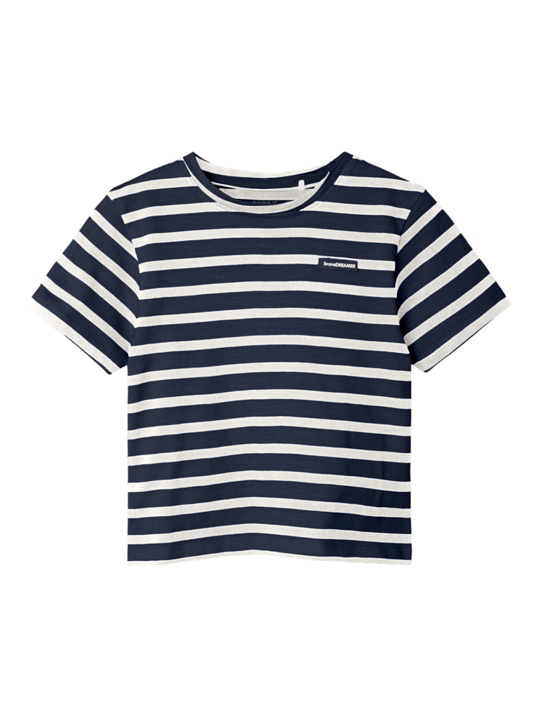 NAME IT MINI - NMF DRIBE NREG SS TOP - Navy Blazer Cloud Dancer