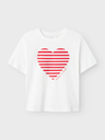 NAME IT KIDS - NKF FESKO SS NREG TOP - Bright White CHINESE RED HEART