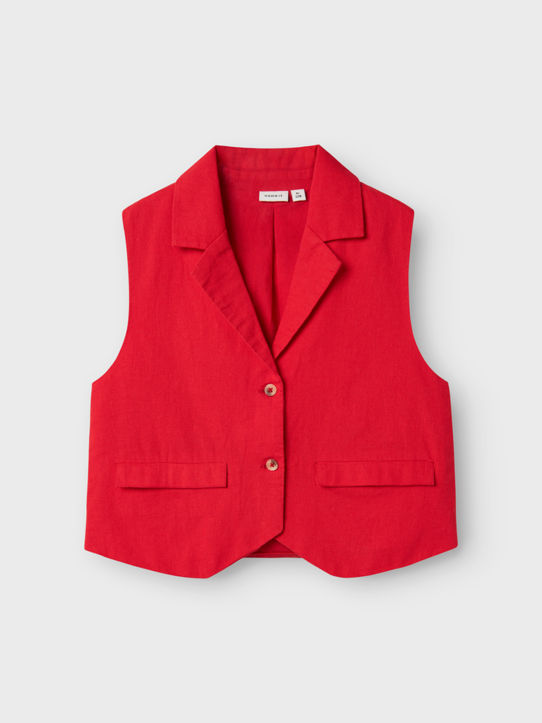 NAME IT KIDS - NKF FALINNEN SHORT WAISTCOAT - Chinese Red