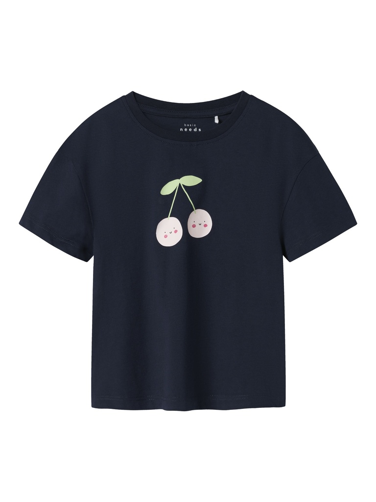 NAME IT MINI - NMF VILINSE SS NREG SHORT TOP - Navy Blazer Cherry