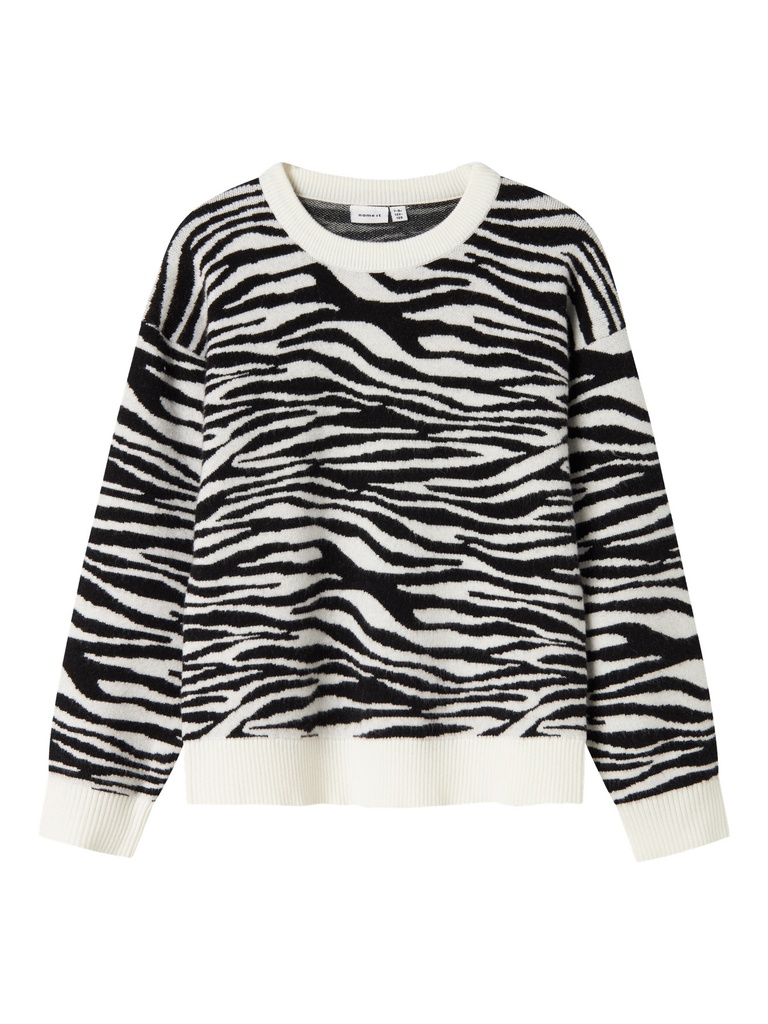 NAME IT KIDS - NKF ORKIDE LS KNIT BOX - Black ZEBRA