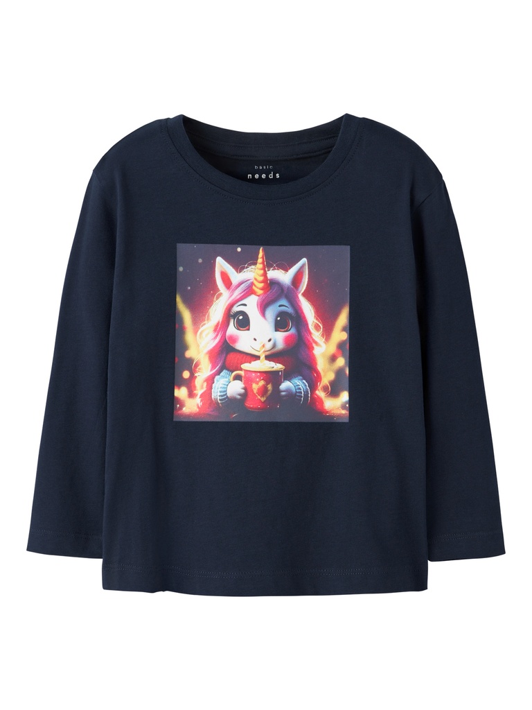 NAME IT MINI - NMF VOTEA LS NREG TOP - Navy Blazer Hot Cocoa Unicorn
