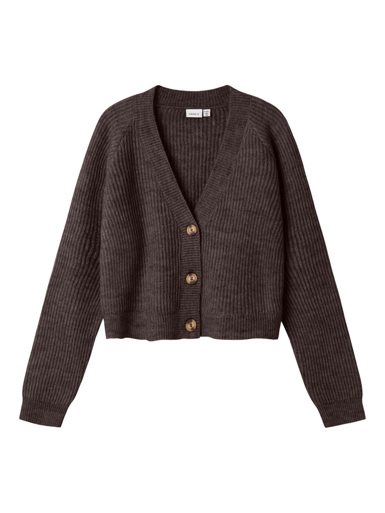 NAME IT KIDS - NKF HOLLY BOXY SHORT KNIT CARD NOOS - Seal Brown