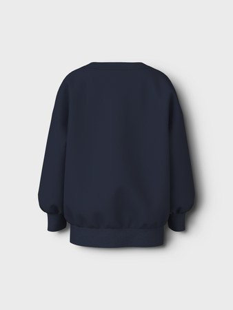 NAME IT MINI - NMF VALONA LS LONG RLX SWEAT UNB - Navy Blazer Cheetah