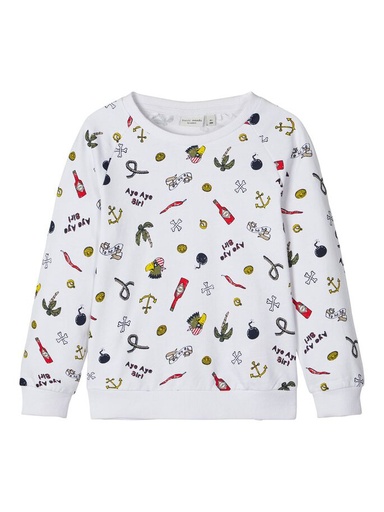 NAME IT MINI - NMM VALEXANDER LS SWEAT UNB D - Bright White