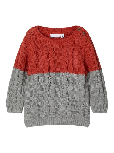 [5714514926538] NAME IT BABY - NBM OVENNE LS KNIT - Burnt Brick