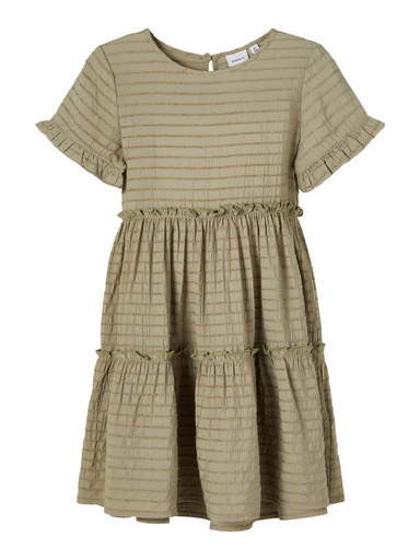 NAME IT KIDS - NKF BENGRUN SS DRESS - Silver Sage