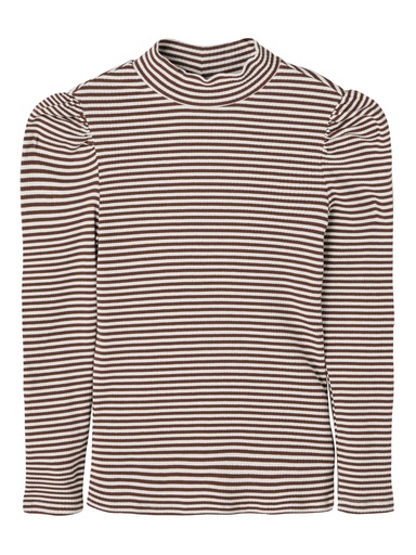 [5715100405680] LMTD - NLF NALLAS LS S TURTLENECK TOP STRIPE - Chestnut