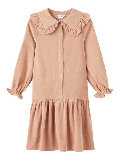 NAME IT KIDS - NKF ODINE LS DRESS - Café Au Lait SOLID
