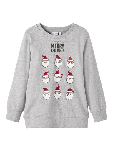 NAME IT MINI - NMM VISMAS LS SWEAT BRU R - Grey Melange