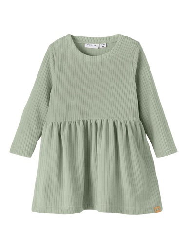 NAME IT BABY - NBF LILLA LS VEL DRESS - Desert Sage