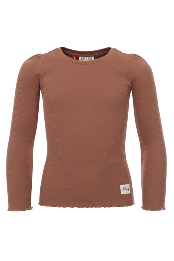 Looxs - Little rib ruffle longsleeve t-shirt - Autumn brown - 2231-7407-448