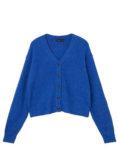 [5715306093582] LMTD - NLF NOLLEN KNIT SHORT CARDIGAN - Turkish Sea